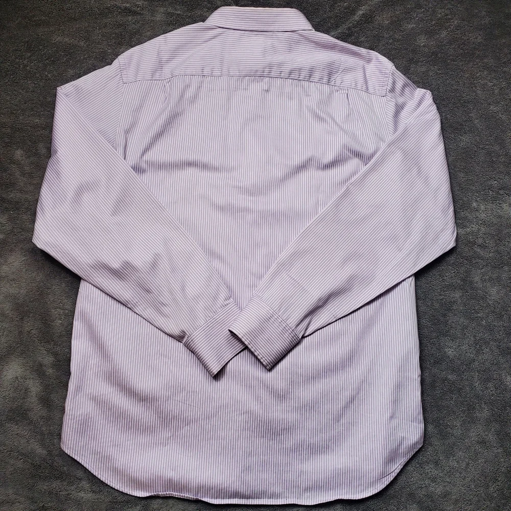 Banana Republic Mens L 16-16.5 Classic Fit Purple Stripe Dress Shirt 100% Cotton